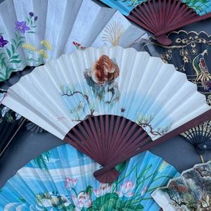 Vintage Novelty Souvenir Paper and Wood Fan Floral Print